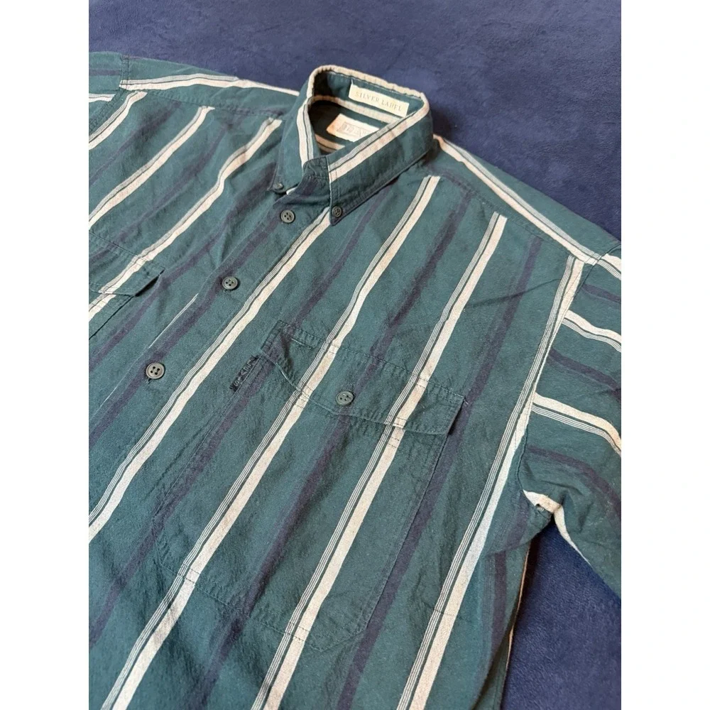 Vtg Levi's Silver Label Men's Short Sleeve Button Up Spring/Summer Shirt Green M